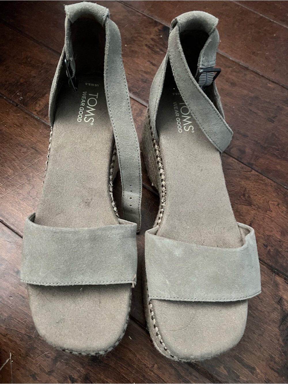 TOMS Suede Ankle-Strap Sandals in Taupe